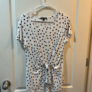 Polka dot tie front shirt